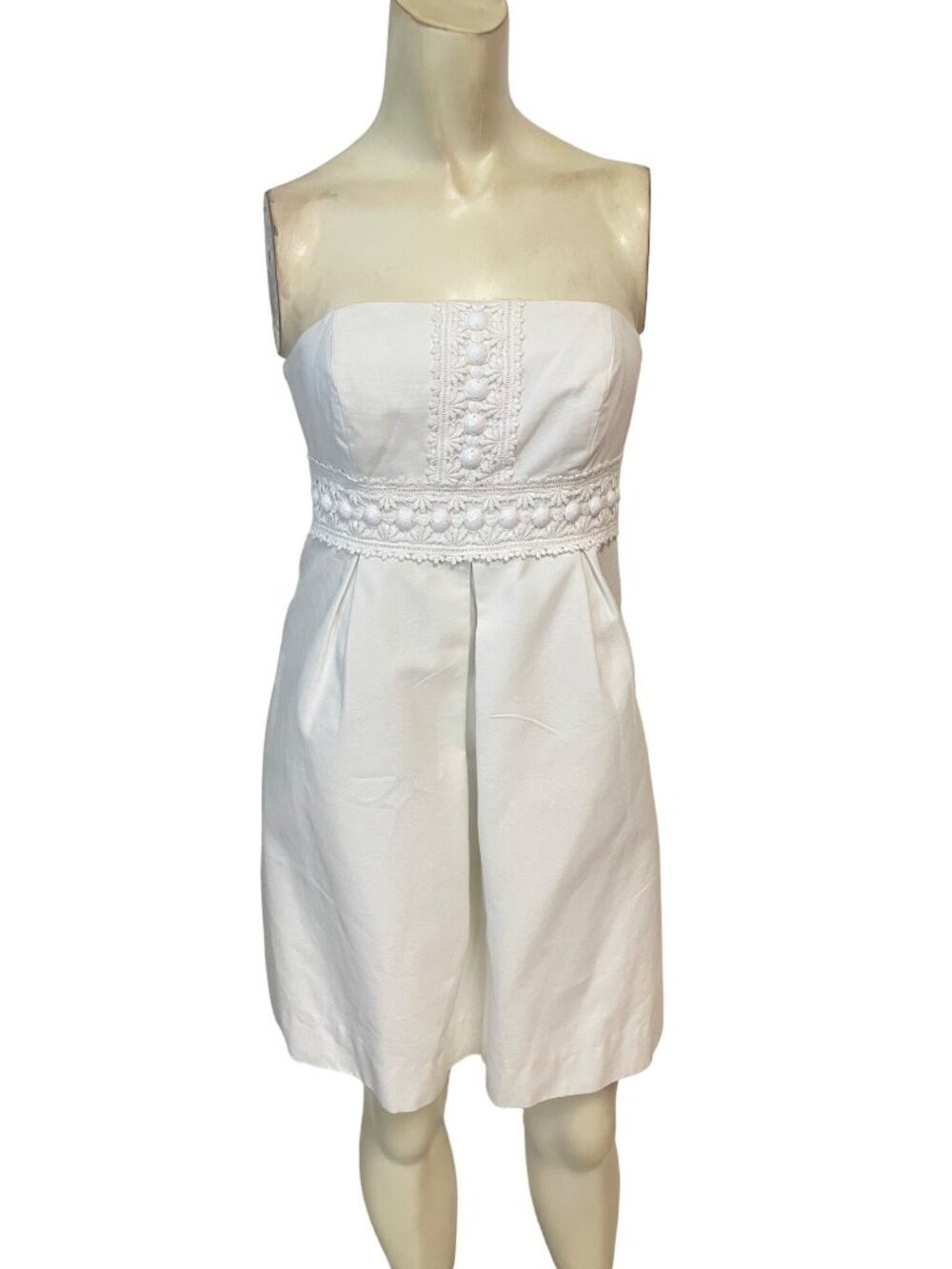 Lilly Pulitzer Betsey White Strapless Embellished Cocktail Dress sz 0 - Picture 3 of 8